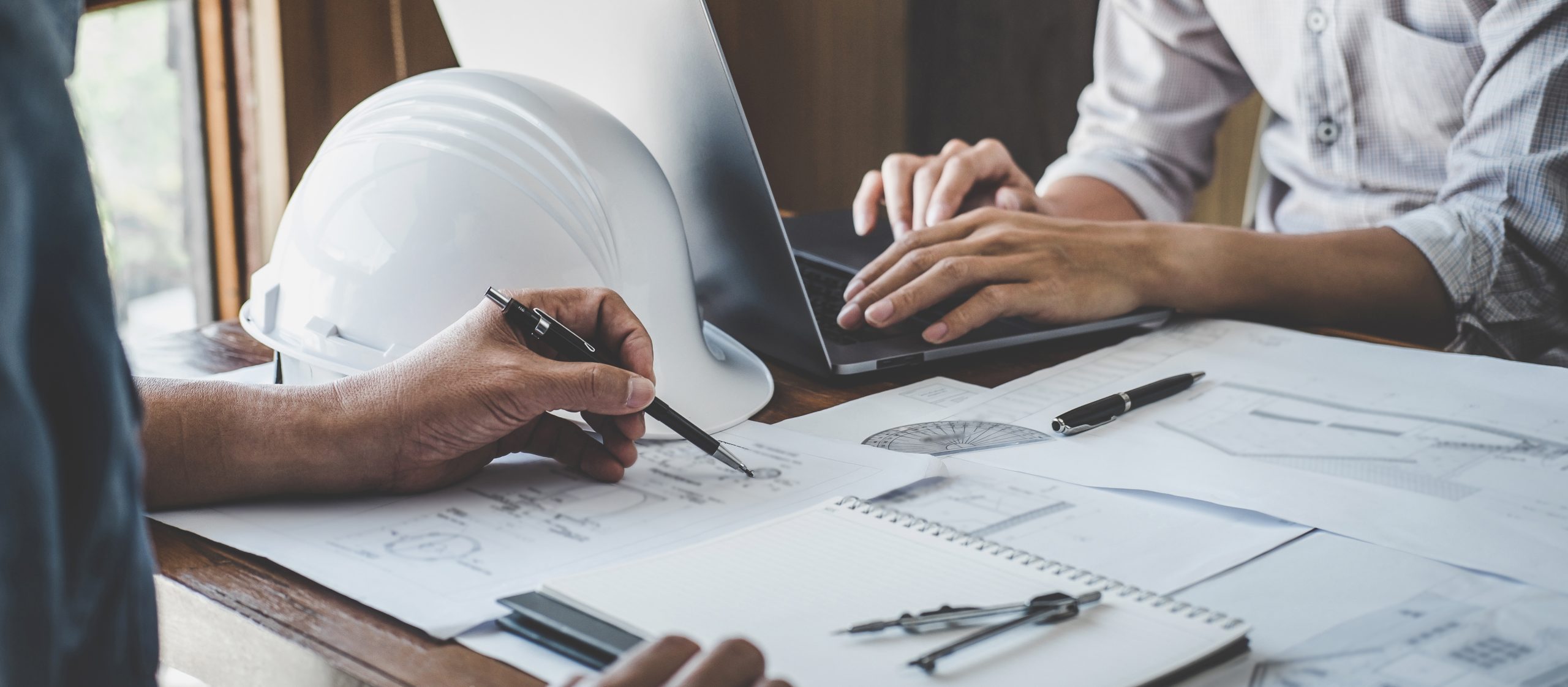 Construction and structure concept of engineer working drawing o
